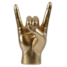 Rock-Handgesten-Statue, Rockmusik-Kunsthandwerk, Fingerskulptur für Rockmusik-Liebhaber, Arbeitszimmer-Dekoration, Gold R Hand