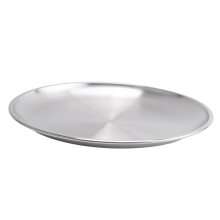 20 cm Edelstahl-Knochen-Spuckschale, Silbernes Flaches Tablett, Metall-Essscheibe, Runder Teller, Dessertgeschirr