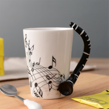 240 Ml, Kreative Musik-Keramikbecher, Niedliche Kaffee-Tee-Milch-Tassen und Tassen mit , Neuheitsgeschenke, Klavier