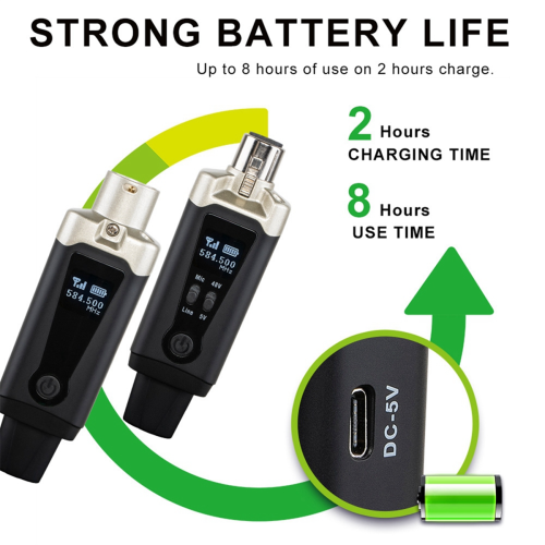 Drahtloses Mikrofon-Sender-EmpfäNger-System mit Kabel-Zu-Wireless-Adapter für Kondensator 5V/Dynamic 48V Universal 2