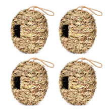 Vogelnesthaus zum AufhäNgen für DraußEn, 4 StüCk, Kugelform, Handgewebt, Aus NatüRlichem Gras, Perfekt Garten, Terrasse