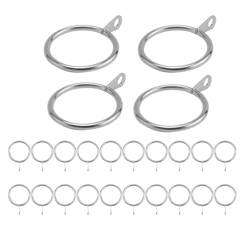 24 Pack Metal Curtain Rings, 30mm Internal Diameter Eyelets, Silver 2