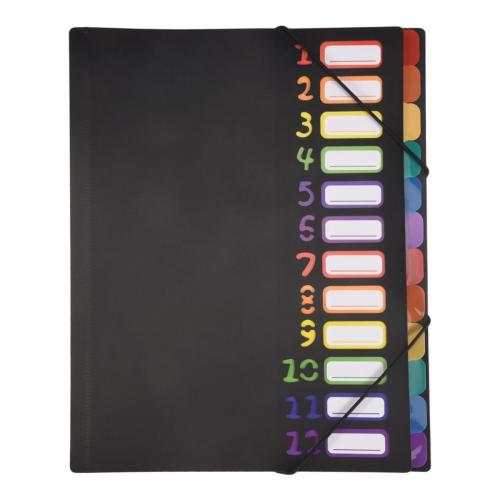 24 Clear Pocket Expanding File Folder 12 Colored Tabs 1PC 1