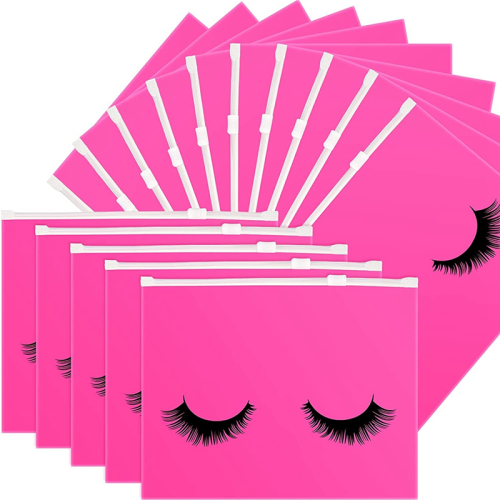 50 Pieces Eyelash Aftercare Bags Plastic Makeup with Zipper S 1