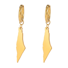 D Gold Palästina Karte Baumeln Ohrringe Frauen Land Geographie Hängenden Ohrring Edelstahl Schmuck