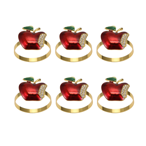 Napkin Rings Set of 6, Red Ring for Wedding,