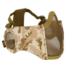 Tactical Half Face Mask Mesh with Ear Protection Airsoft Underprotection for CS Paintball Bbs Shooting