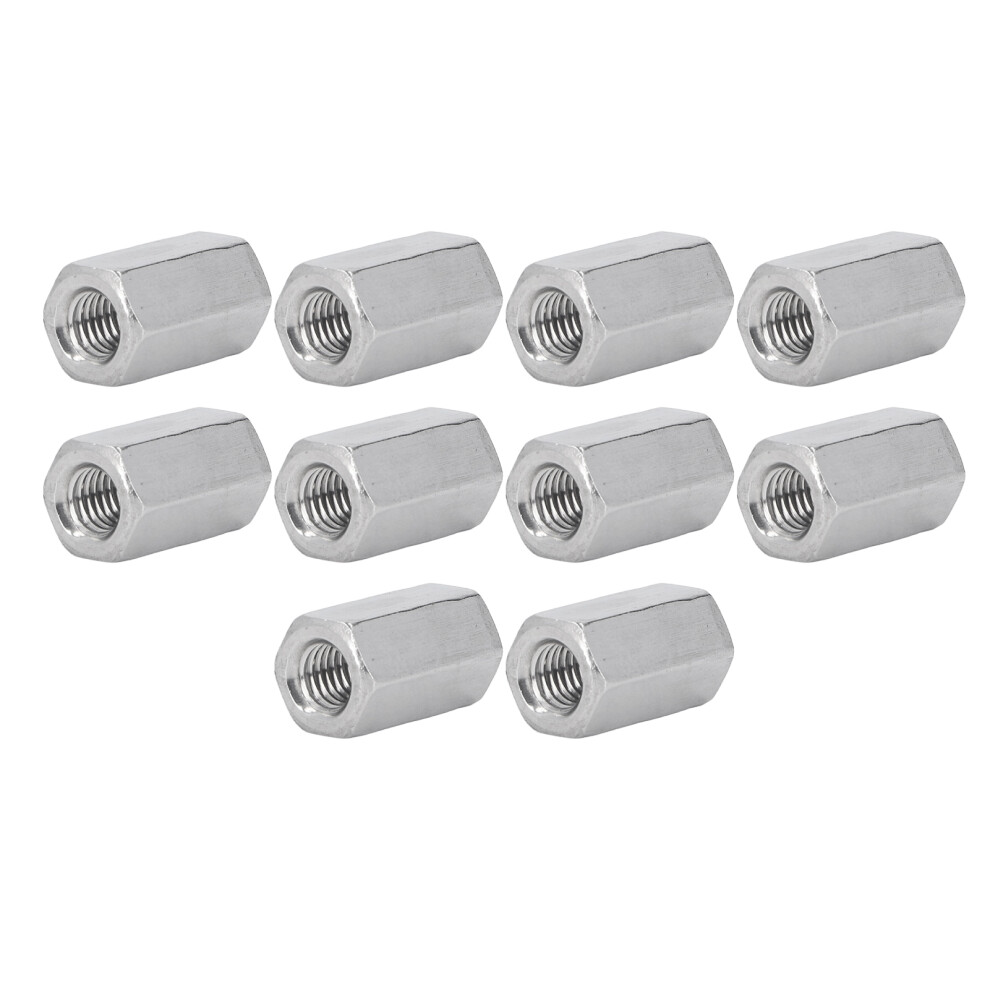 10Pcs M8x1.25 Stainless Steel Hex Coupling Nuts Silver 6901329145547