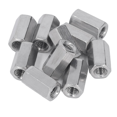 10Pcs M8x1.25 Stainless Steel Hex Coupling Nuts Silver 1