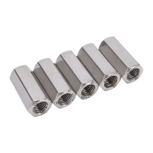 5Pcs M12x1.75-19 L45mm Hex Coupling Nut Silver Steel