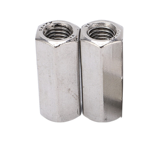 5Pcs M12x1.75-19 L45mm Hex Coupling Nut Silver Steel 2