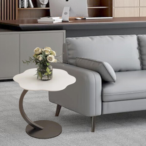 Flower Shape Small CShaped Side Table,Small Side Tables Bedroom, Sofa C End Table (Black) 1
