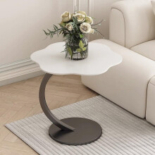 Flower Shape Small CShaped Side Table,Small Side Tables Bedroom, Sofa C End Table (Black)