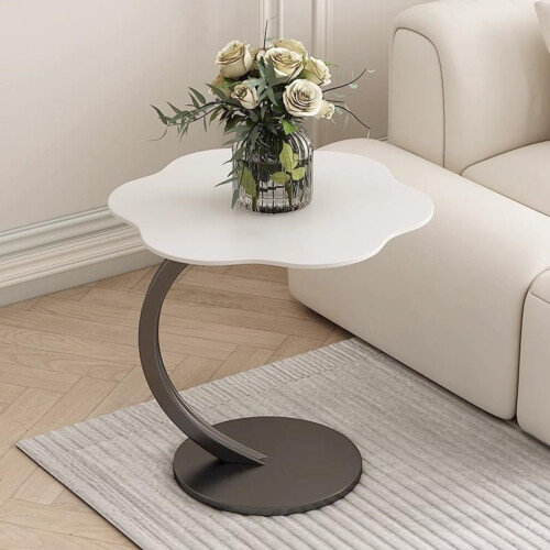 Flower Shape Small CShaped Side Table,Small Side Tables Bedroom, Sofa C End Table (Black)