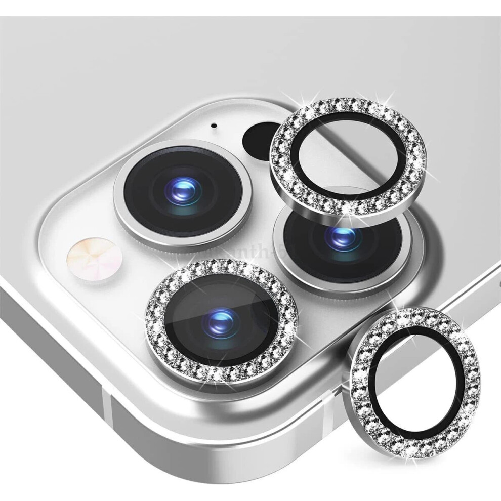 (For Iphone 14Pro, ) For Iphone 14 Pro Max /Pro/Plus/14 Bling Camera Lens Screen Protector Glass Hot Silver 4069369087165