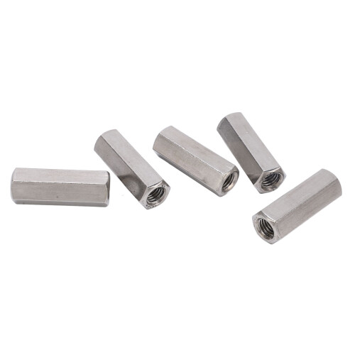5Pcs M12 x 1.75 Hex Coupling Nut Silver 304 Stainless Steel
