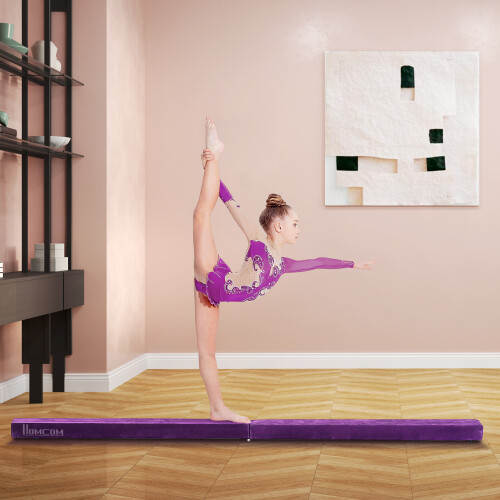 Homcom HOMCOM 2.4m Balance Beam Trainer Fold Performance Gymnastics, Purple