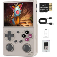 (G350 Gray-new) G350 Retro Handheld Game Console , 3.5 Inch IPS Screen Linux System Built-in 64G TF Card 4371 Games Preloaded Game Console 3200mAh Battery