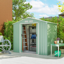 Outsunny 7 x 4ft Garden Shed Storage with Foundation Kit and Vents Light Green