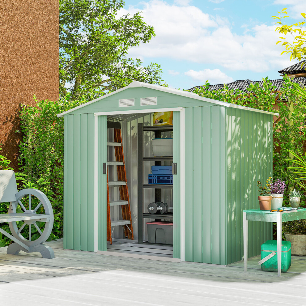 Outsunny Unisex Light Green Garden Shed Storage Unit W/Locking Door Floor Foundation Vent In - Image 5