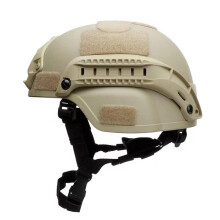 Airsoft Mich 2000 Ach Tactical Helmet with Clear Visor Nvg Mount and Side Rail/Tan2