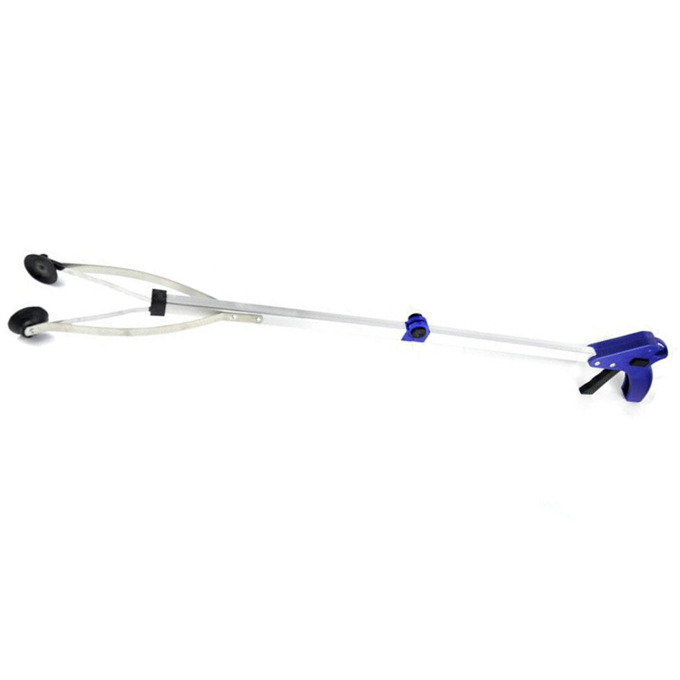 Blue Long Grabber Foldable Reacher 81Cm Portable Clamp
