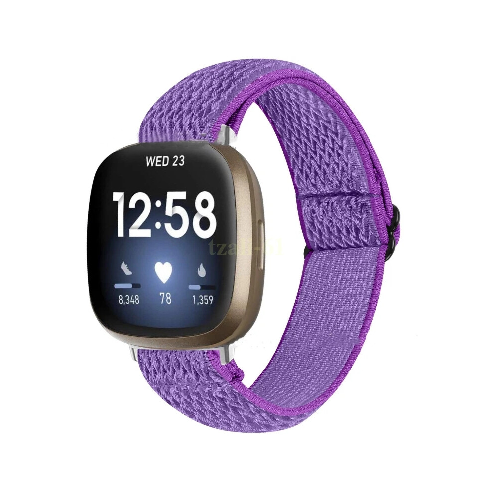 (Purple) Replacement Sports Band Woven Nylon Elastic Strap Band For Fitbit Versa 3/Sense Purple 4069369087707