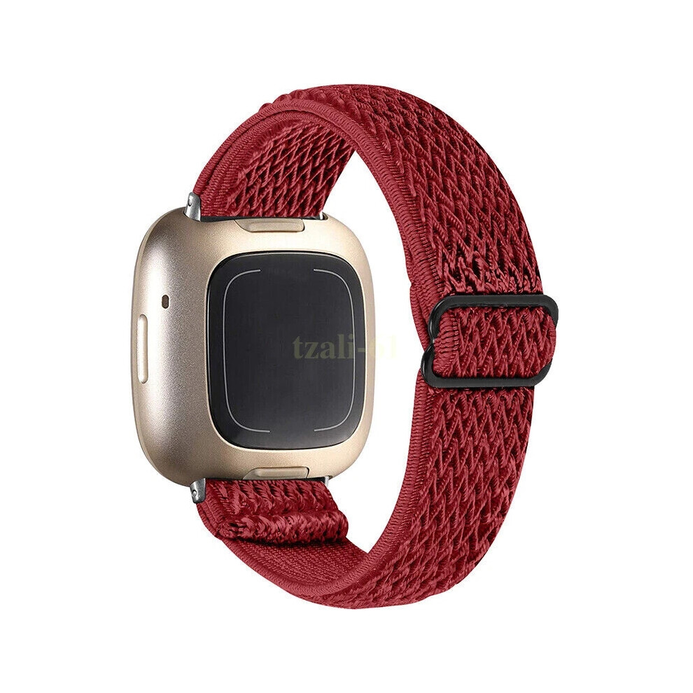 (Red) Replacement Sports Band Woven Nylon Elastic Strap Band For Fitbit Versa 3/Sense New Red 4069369087844