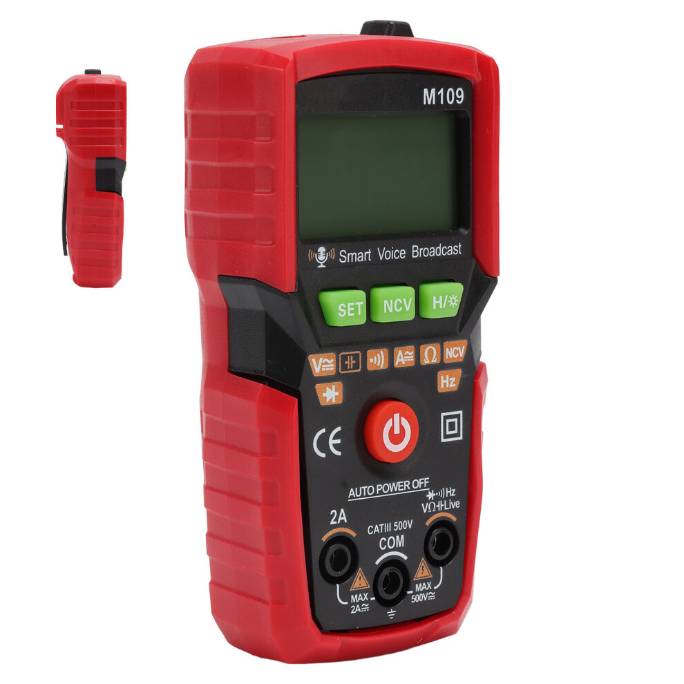 Digital Multimeter Ncv Auto Backlit Screen Voice Red 4691329173658