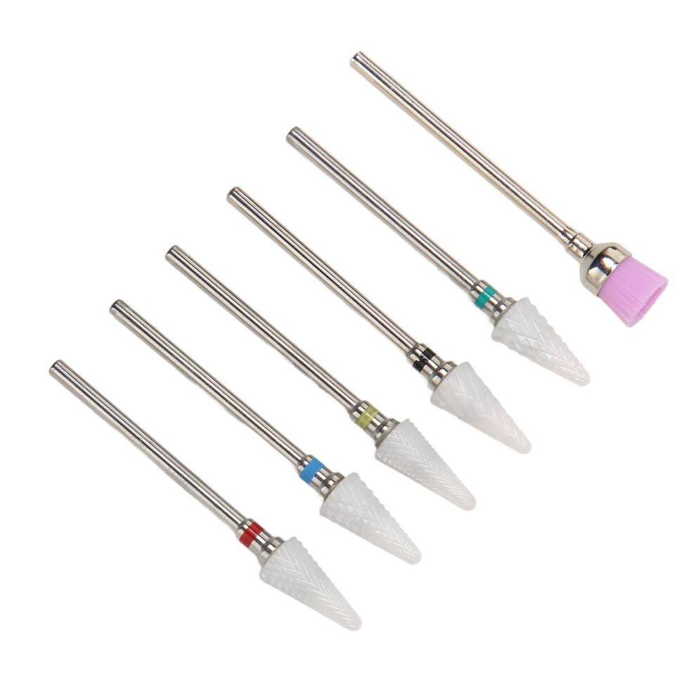 6pcs Nail Drill Bits Set Ceramic Cuticle Remover Gel
