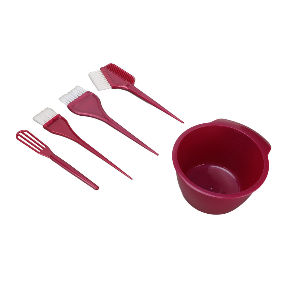5pcs Hair Dye Brush Kit with Nylon Fibers & Mixing Bowl