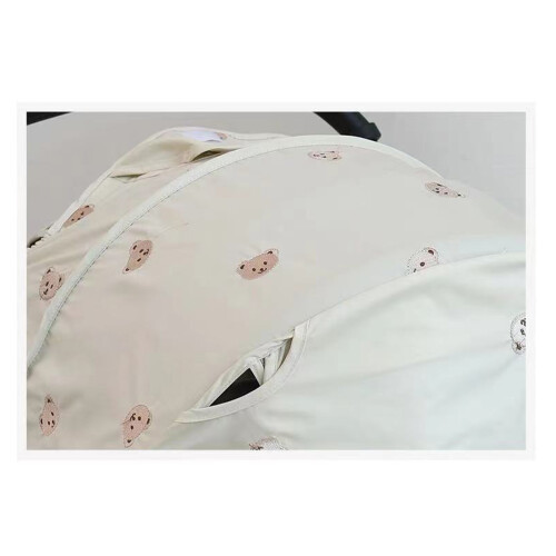 Beige Oxford Cloth Stroller Rain Cover Windproof Bear 2