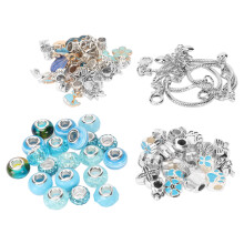DIY Blue Bracelet Making Kit with Large Colored Beads