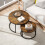 Homcom HOMCOM 2 Pcs Stacking Coffee Table Set with Steel Frame, Rustic Brown 8