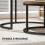 Homcom HOMCOM 2 Pcs Stacking Coffee Table Set with Steel Frame, Rustic Brown 6