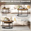 Homcom HOMCOM 2 Pcs Stacking Coffee Table Set with Steel Frame, Rustic Brown 5