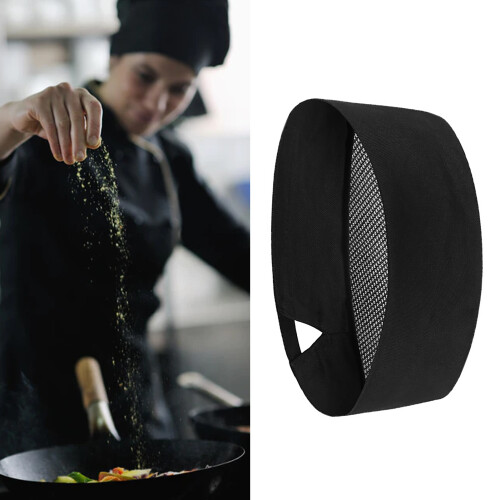 Adjustable Black Chef Hat 18x18x8.5cm Breathable Cotton 2