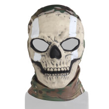 Tactical Paintball Mask, Full Face Mask with Skull Headwear for Halloween, Cosplay, Hunting, Cs, War Games, Erade, Costume Party/White/CP/One Size
