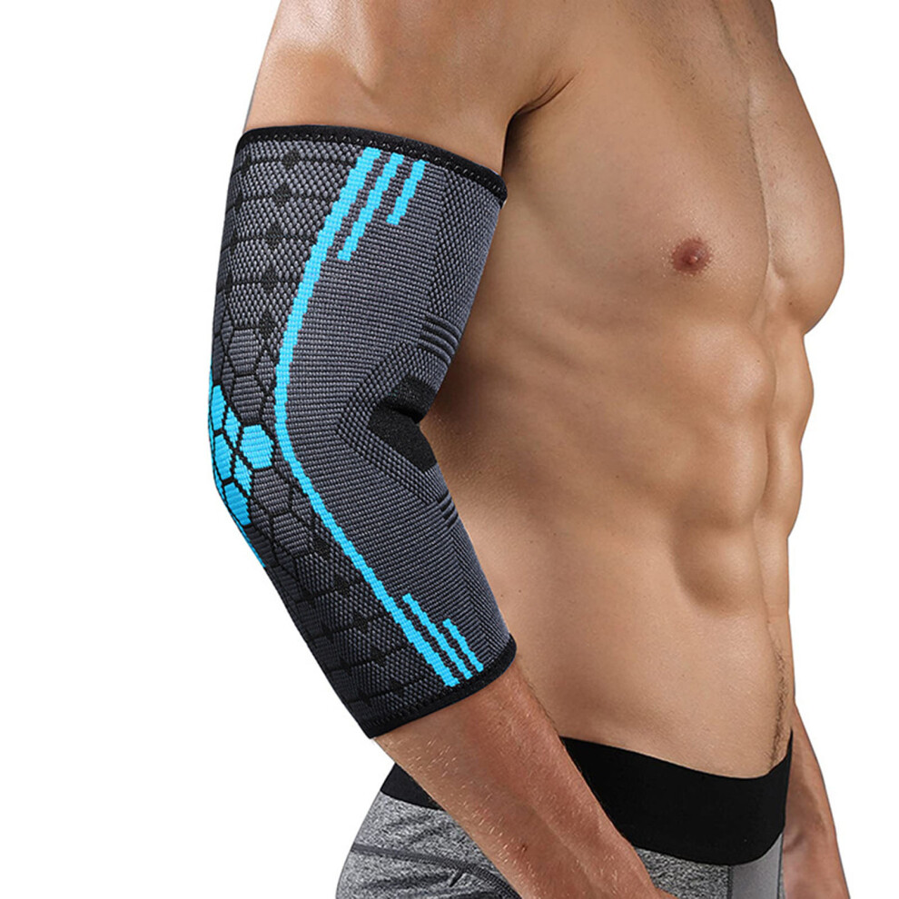 Nylon Elastic Elbow Brace XL 11.7-12.6in Lake Blue Sleeve