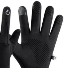 Fahrrad-Warmhandschuhe wasserdicht, touchscreen-kompatibel, Motorradhandschuhe Schwarz, Einheitsgröße