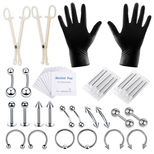 Professional Metal Body Piercing Tool Kit for Lip & Nose 1