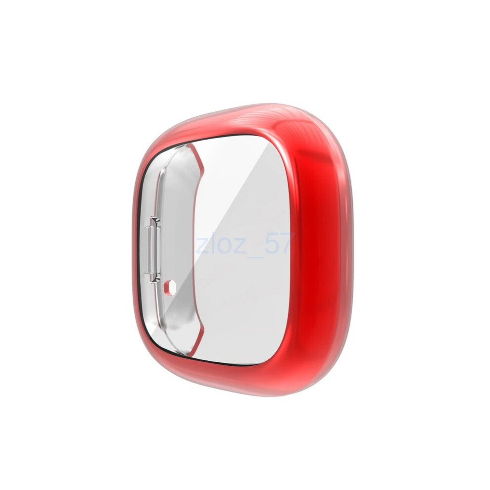 (Red) Fitbit Versa 3/Sense Soft Tpu Plated Bumper Full Screen Cover Smartwatch Case Red 4069369088087
