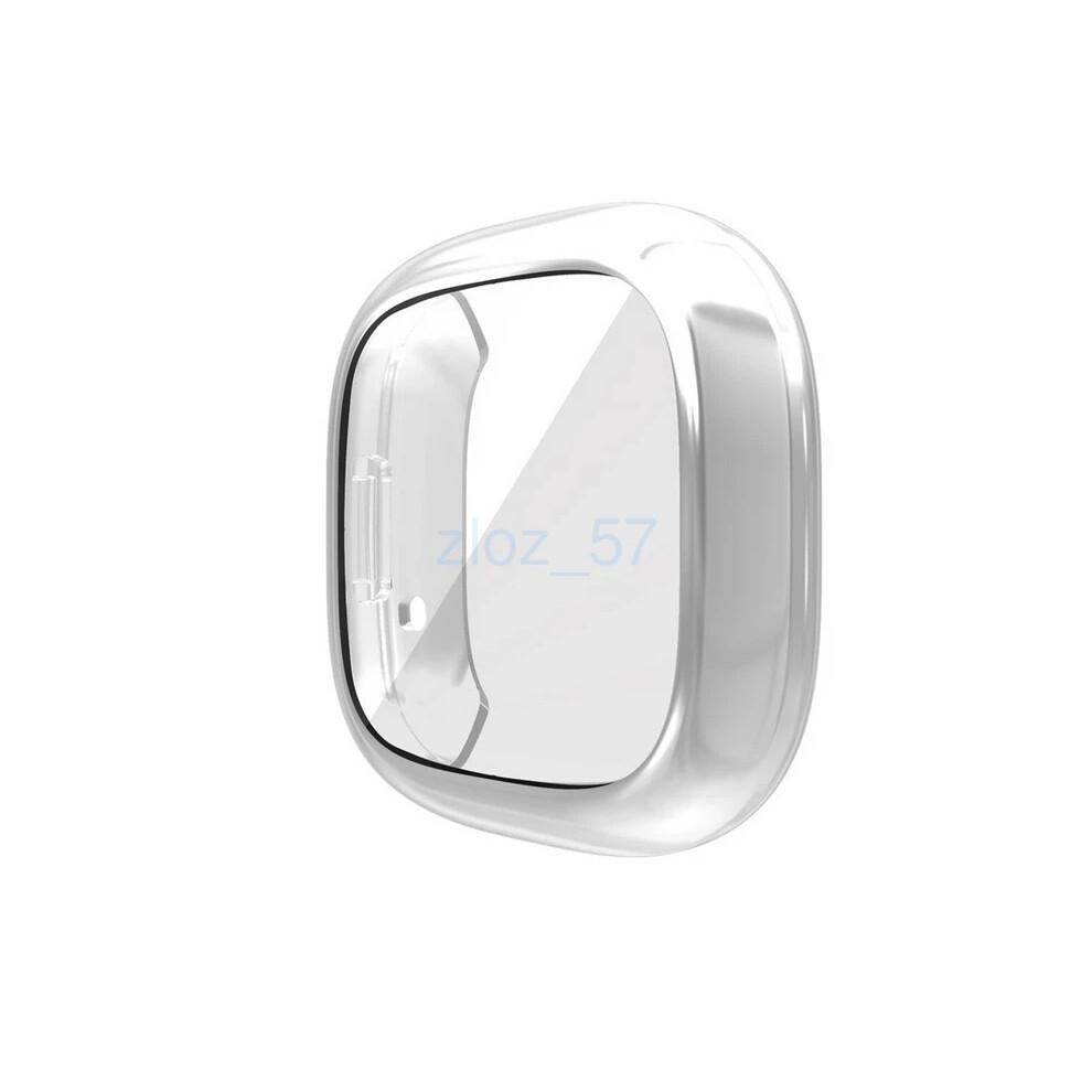 (Silver) Fitbit Versa 3/Sense Soft Tpu Plated Bumper Full Screen Cover Smartwatch Case Silver 4069369088100