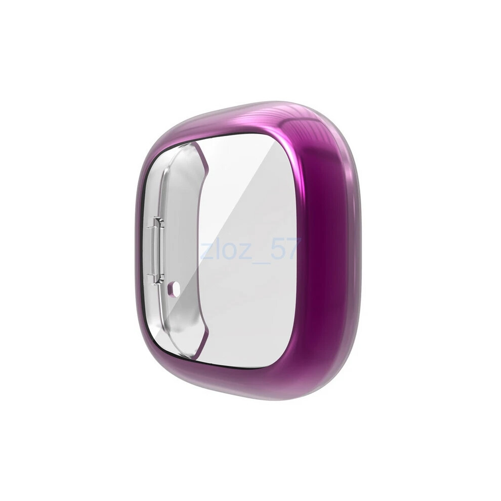 (Purple) Fitbit Versa 3/Sense Soft Tpu Plated Bumper Full Screen Cover Smartwatch Case Purple 4069369088070