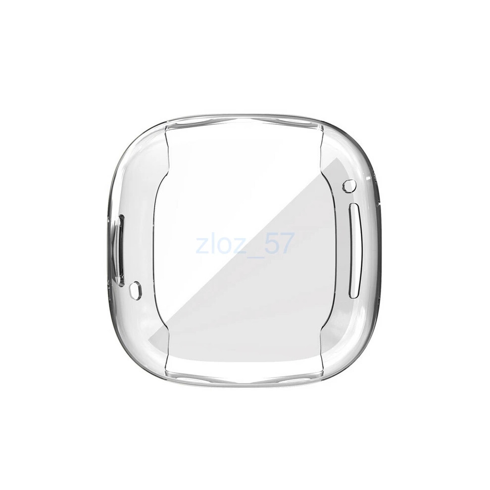 (Clear) Fitbit Versa 3/Sense Soft Tpu Plated Bumper Full Screen Cover Smartwatch Case Hot 4069369088254