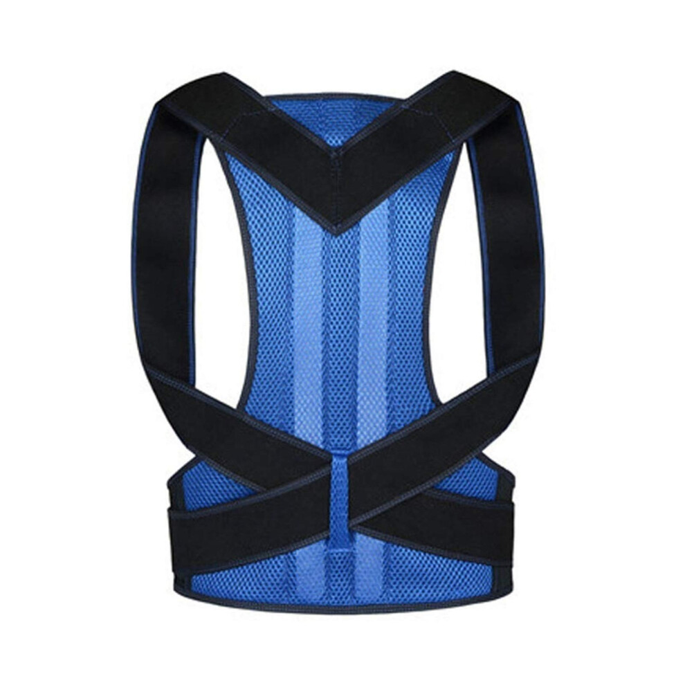 Blue Posture Corrector Back Support Clavicle Support Stop Bending, Back Trainer Adjustable Unisex (, Xlarge)