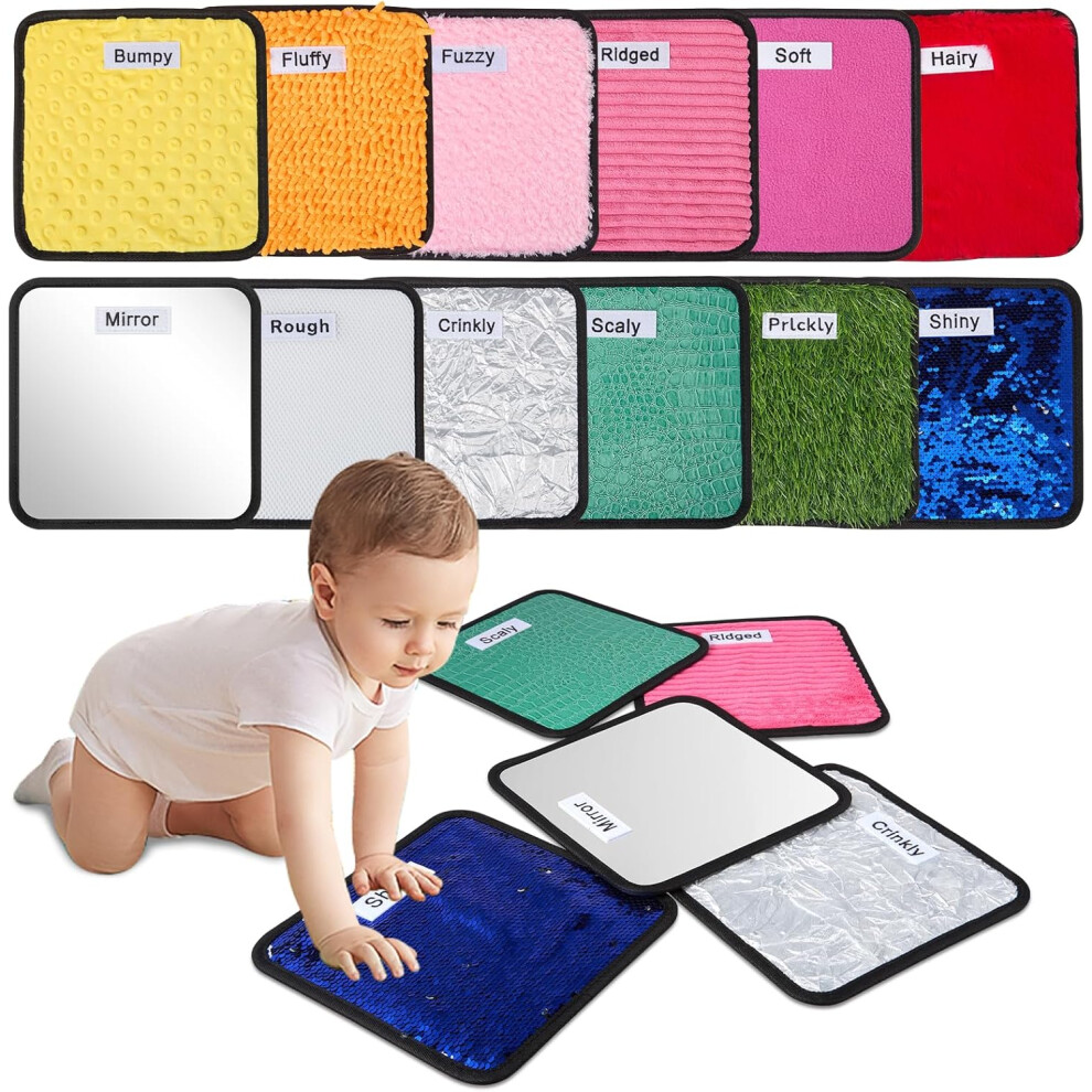 Sensory Mats,Sensory Wall Toys,12 Textured Sensory Tiles with Wall Hanging Rope, Baby Sensory Toys for Autistic Children,Tactile Play Mats