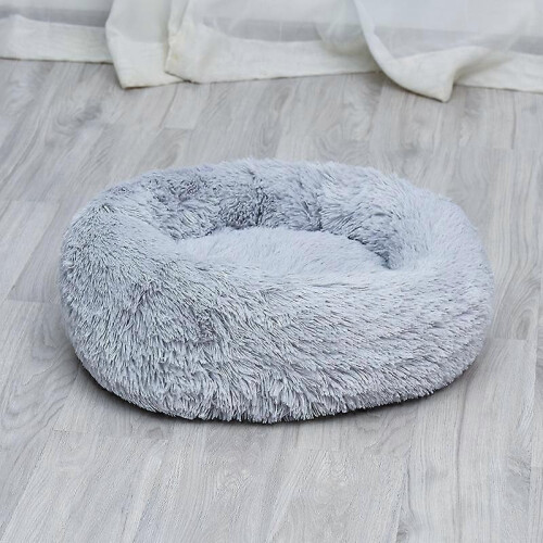 (80*80 cm, Light Grey) Donut shaped pet plush cat bed