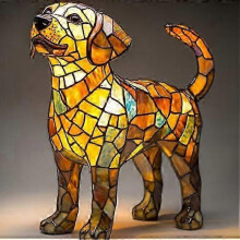 (Labrador Retriever)New Dog Series Resin Ornaments LED Night Light Art Animal Statue Creative Home Desktop Creative Shape Table Lamp