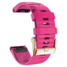 (Hot Pink) QuickFit silicone band for Garmin 20mm rose gold striped strap